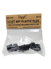 Load image into Gallery viewer, 1/4" PLASTIC HEX NPT FUEL PLUG SUITABLE FOR PAINT / PROTECTION 6 pack