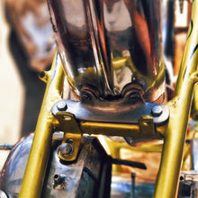 Load image into Gallery viewer, Leather washers mounted on Triumph fender bracket