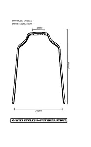5" 6" chrome fender strut dimensions drawing