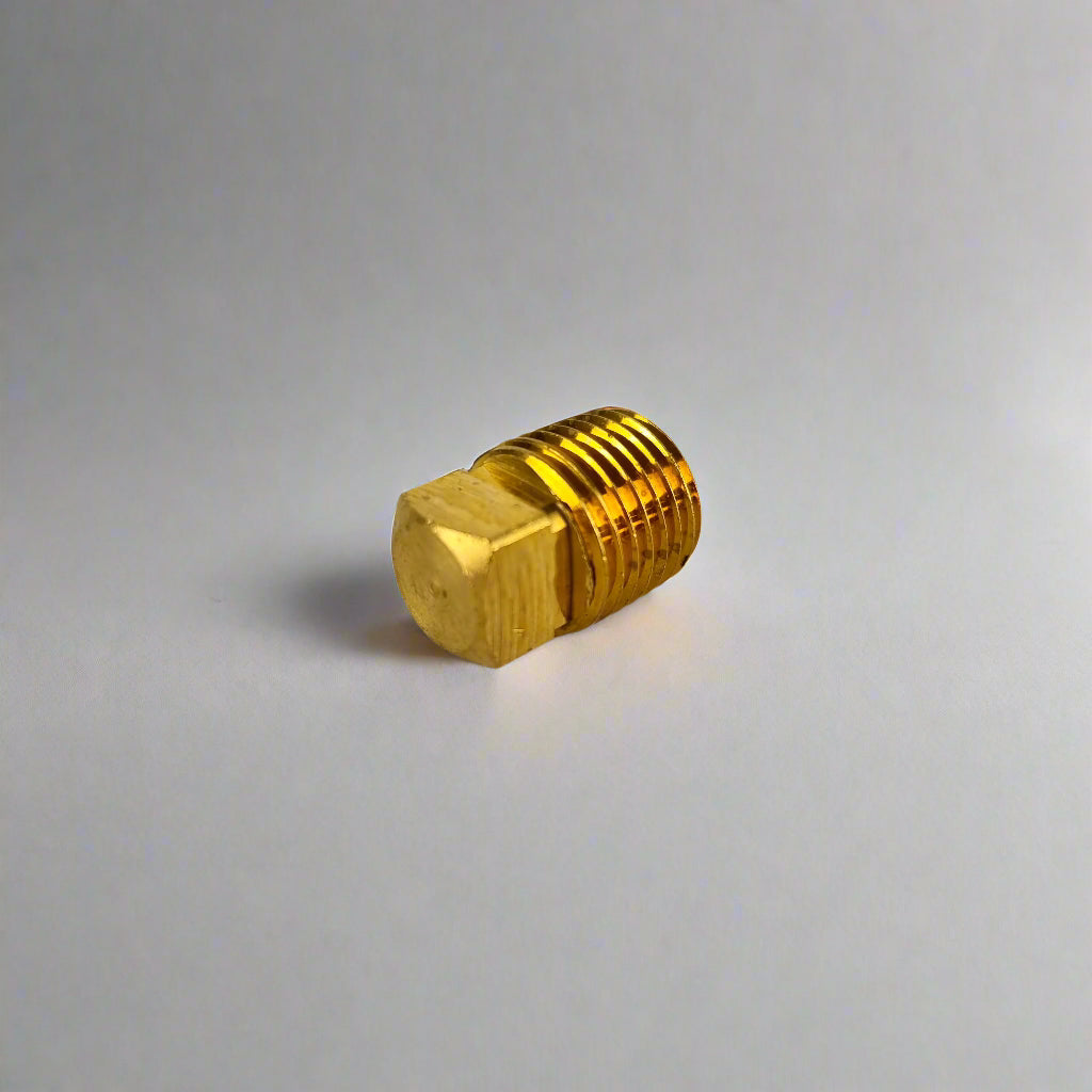 Front side view of 1/4" Brass NPT Square head fuel plug