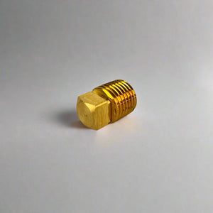 Front side view of 1/4" Brass NPT Square head fuel plug