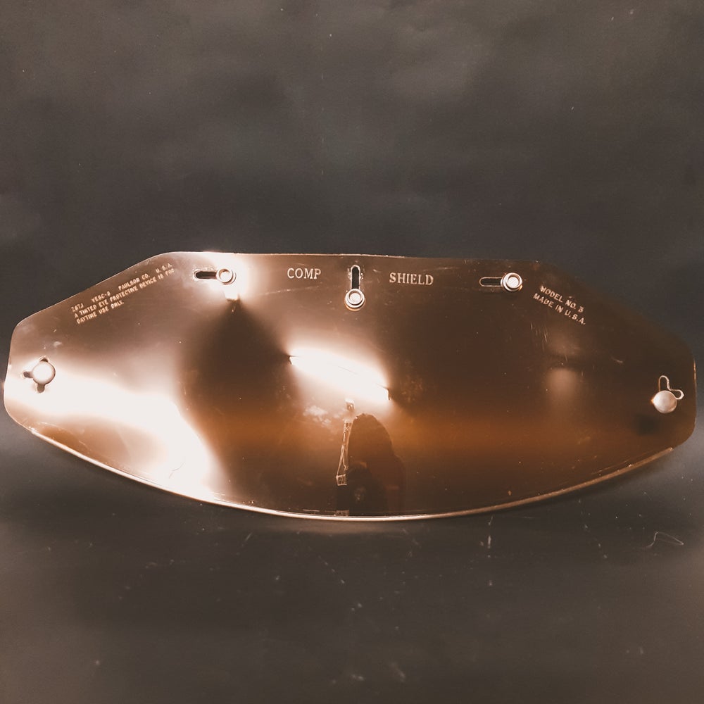 NOS 1960's Paulson Flat Comp Helmet shield to suit half face and full face in amber colour