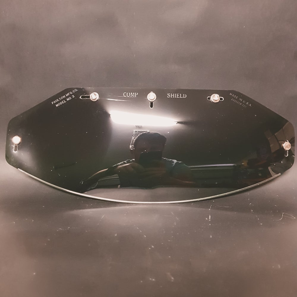NOS 1960's Paulson Flat Comp Motorcycle Helmet shield to suit half face and full face in green colour