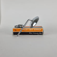 Load image into Gallery viewer, Rear view of NOS Superior Chrome 4" mirror with 6" stem and mounting bracket
