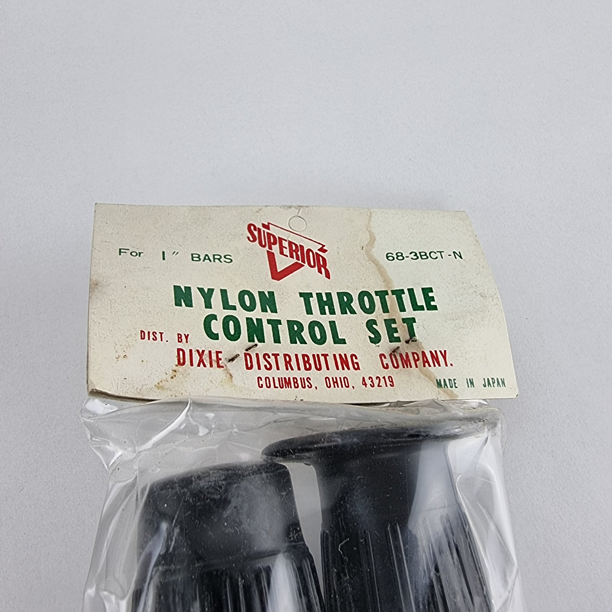 NOS Superior 1" Soft rubber motorcycle throttle control set packaging detail