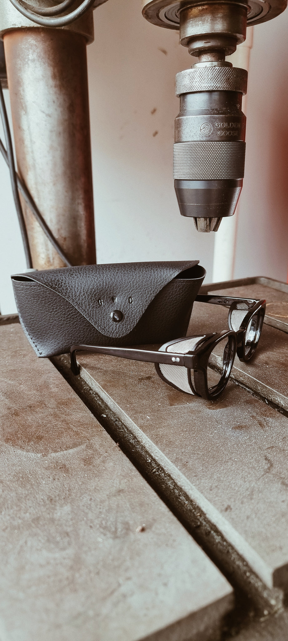 G-Wizz Cycles Safe-T Glasses on drill press table